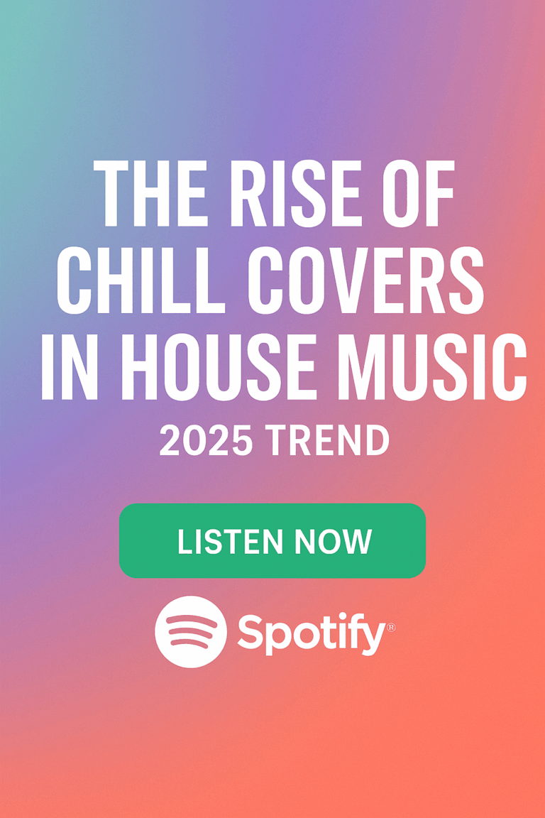 Chill Covers in House Music 2025 trend playlist cover with blue violet gradient and minimalist music icons