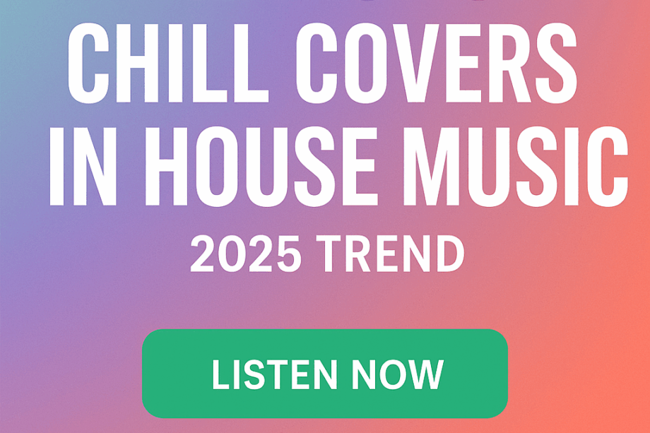 Chill Covers in House Music 2025 trend playlist cover with blue violet gradient and minimalist music icons