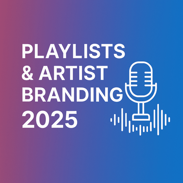 Playlists artist branding 2025 cover with microphone and abstract music wave design