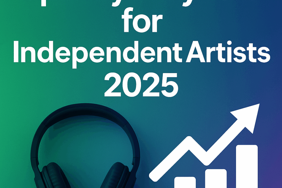 Spotify playlists for independent artists 2025 cover with headphones and growth chart